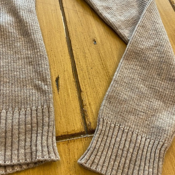 Hudson Women's wool Tan Crewneck Cutout Shoulder Stretchy Sweater new, as is L - Picture 9 of 16